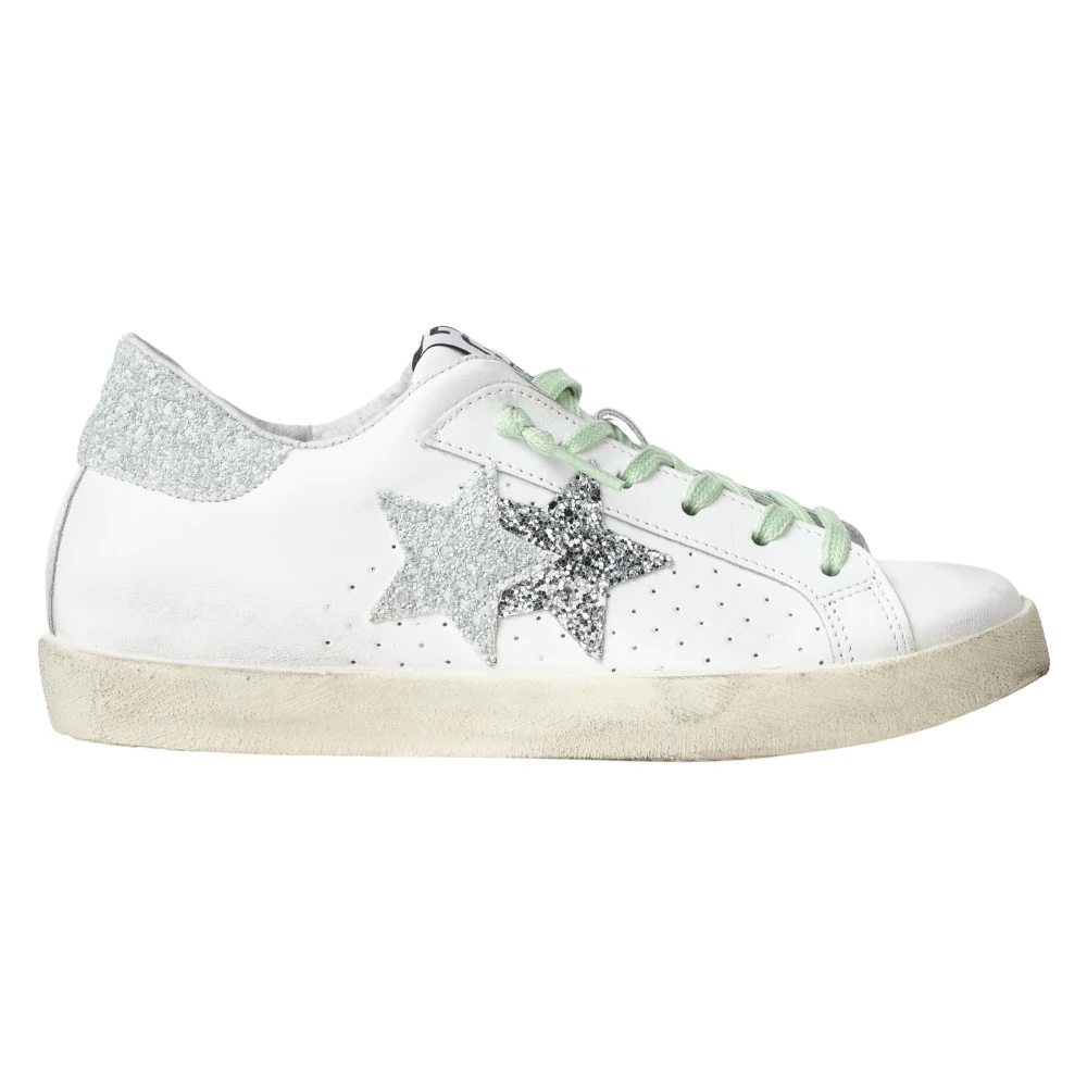 2Star Lage Sneakers van Zacht Leer Dames Schoenen Wit