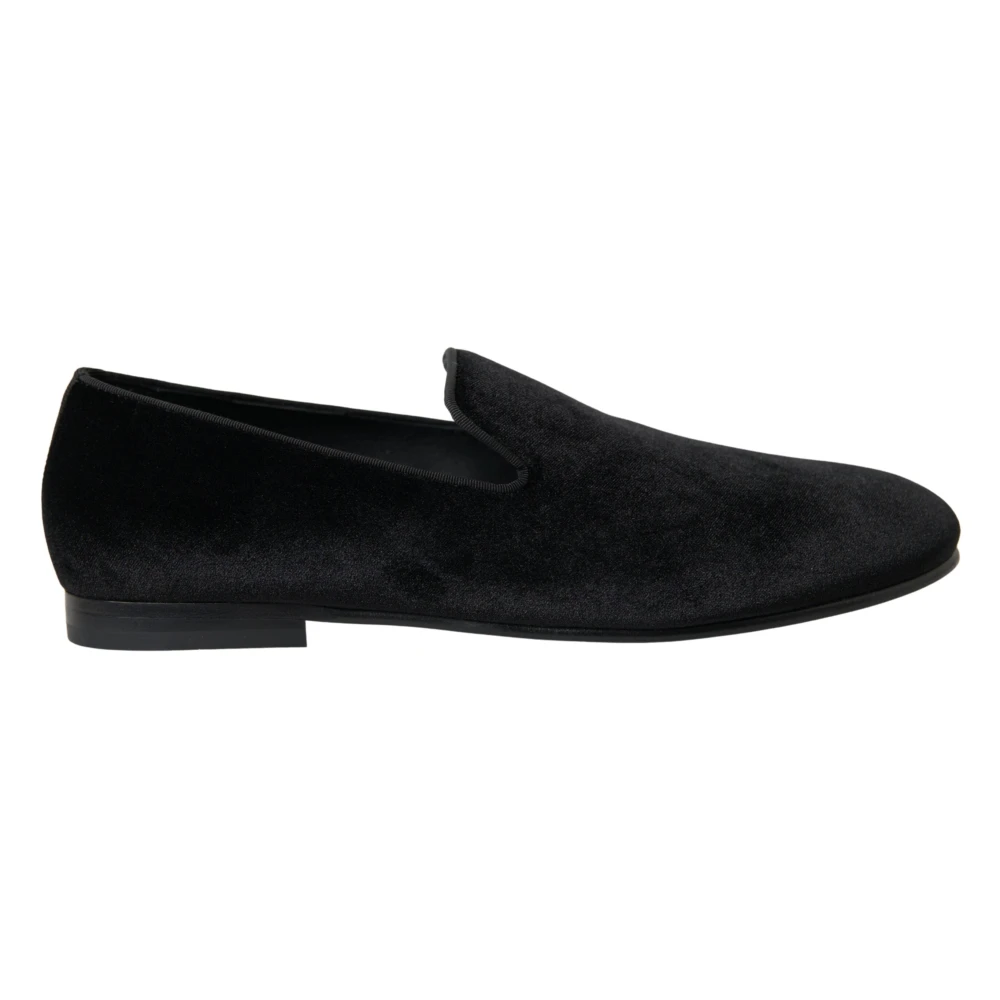 Dolce & Gabbana Uomo Nero - Eleganti Mocassini Neri In Velluto Per Uomini - Shoes - 40 Eu