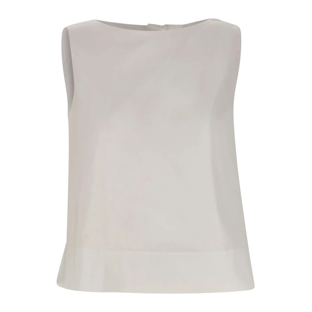 Herno Women's White Sleeveless Tops, S, Top In Smart Cotton Popeline