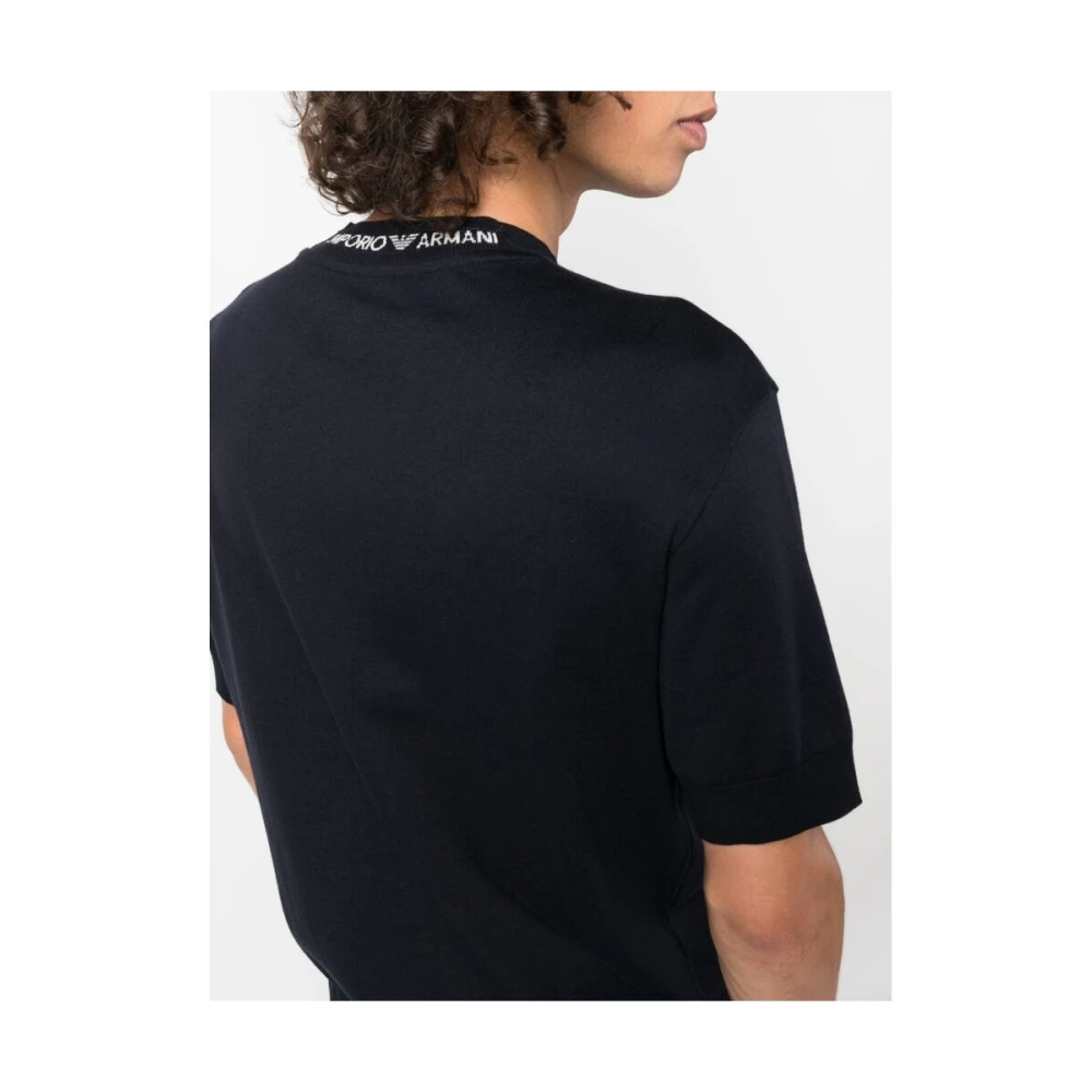 Emporio Armani Logo-geborduurd Katoenen T-shirt Blue Heren