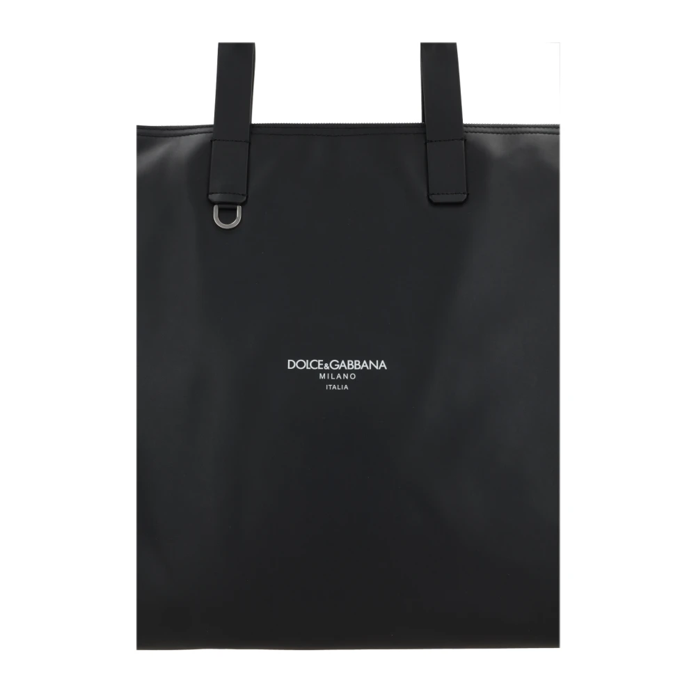 Dolce & Gabbana Zwarte leren boodschappentas met logoprint Black Heren