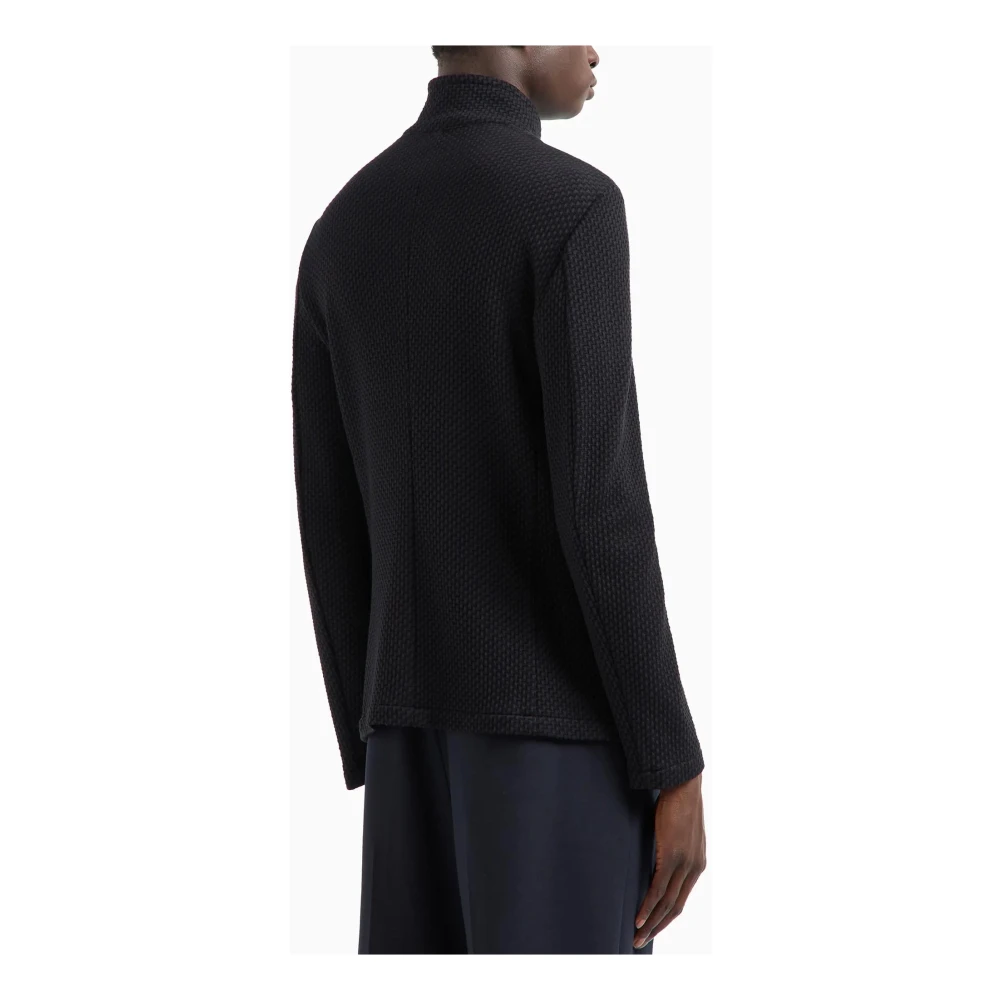 Emporio Armani Guru Kraag Jas 3D Effect Black Heren