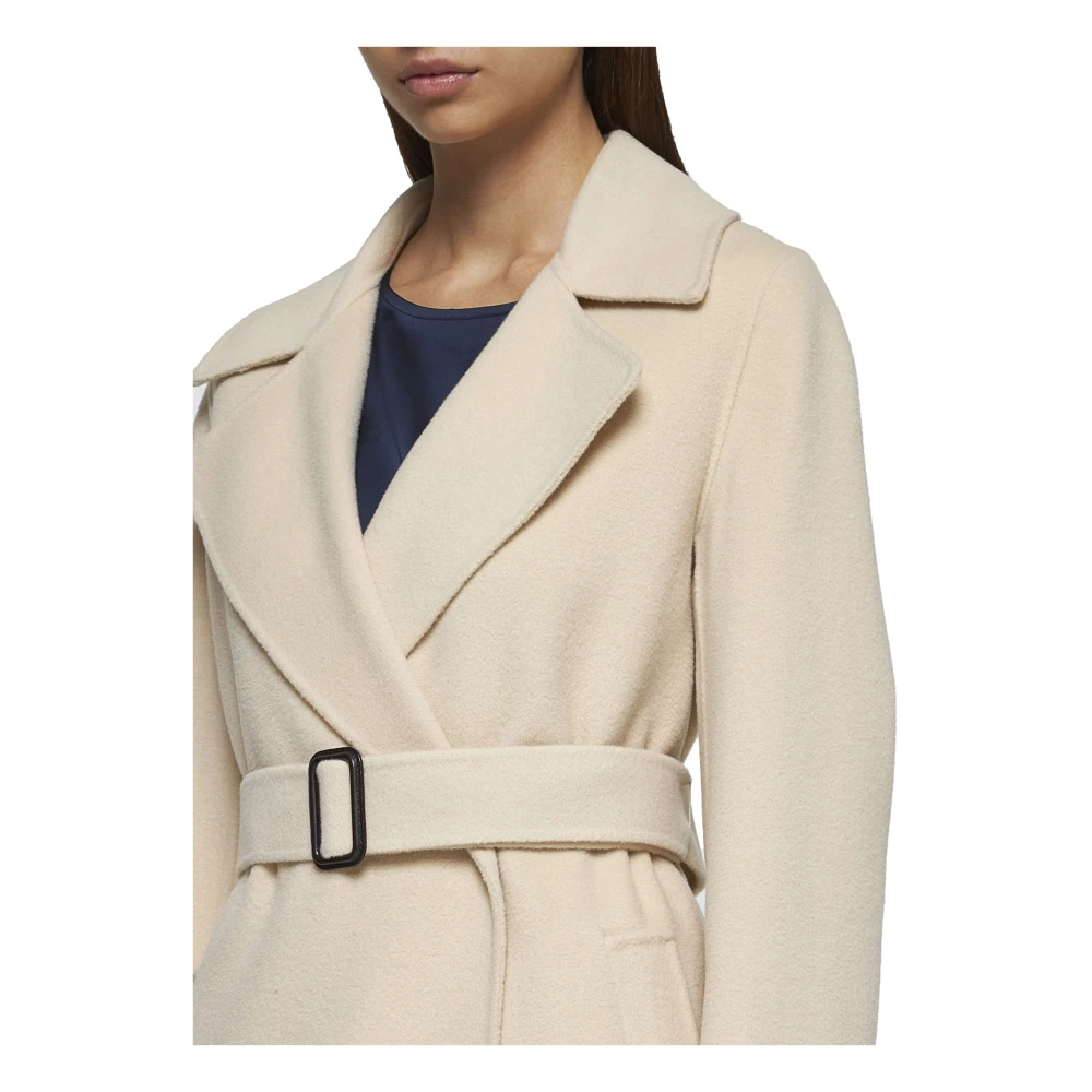 Max Mara Weekend Manu Sand Wollen Jas met Riem Beige Dames