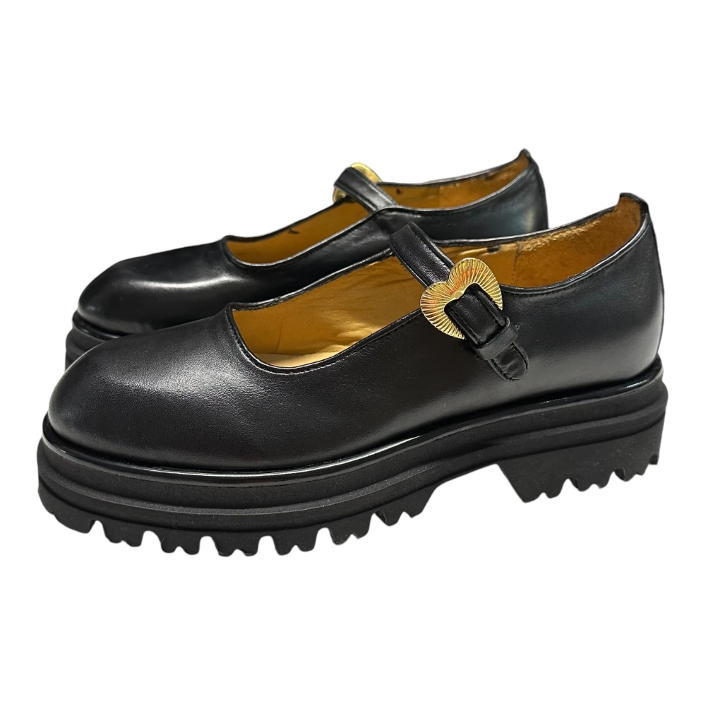 Gio+ Leren Mocassin met Open Kraag Black Dames