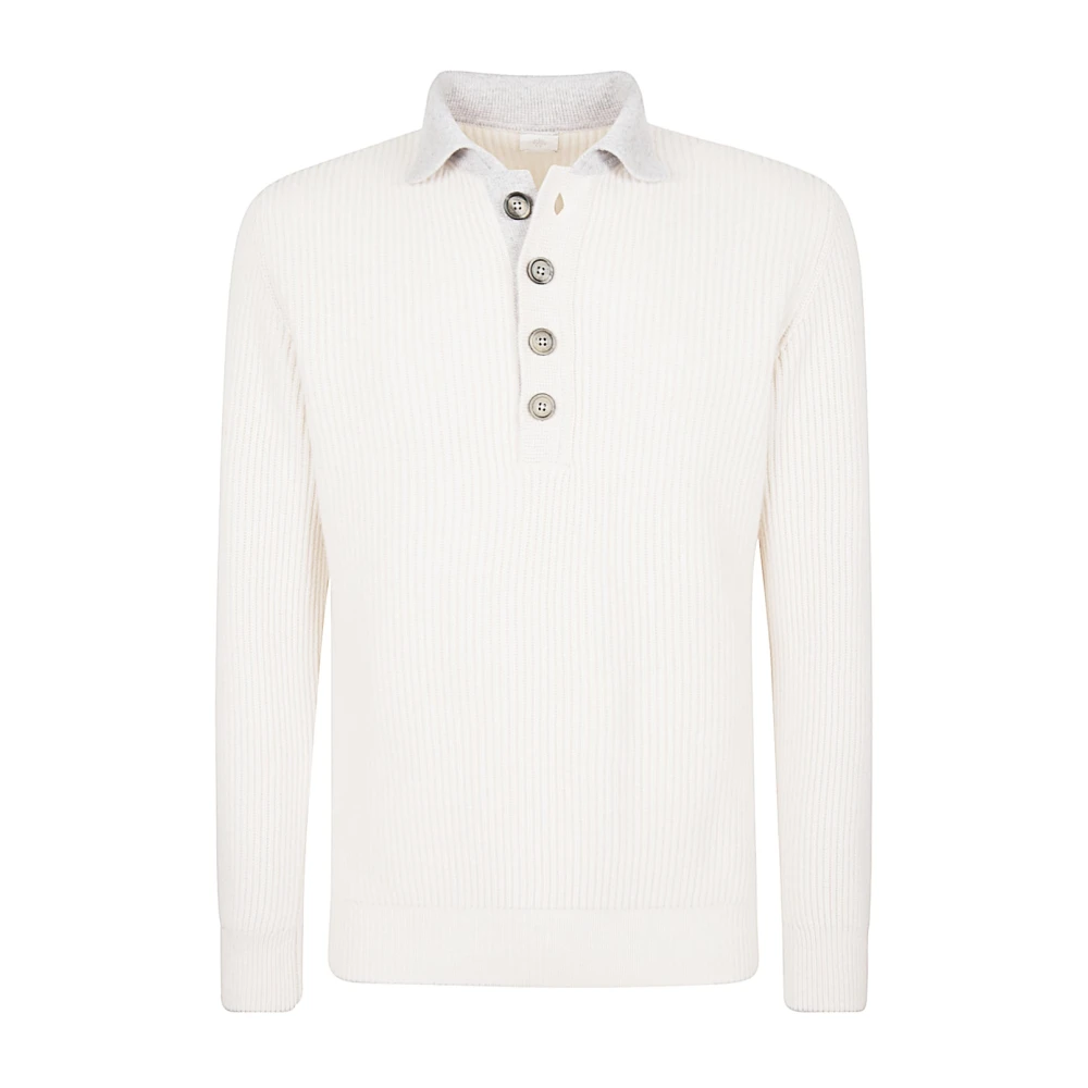 Eleventy Kasjmier Lange Mouw Polo Trui White Heren