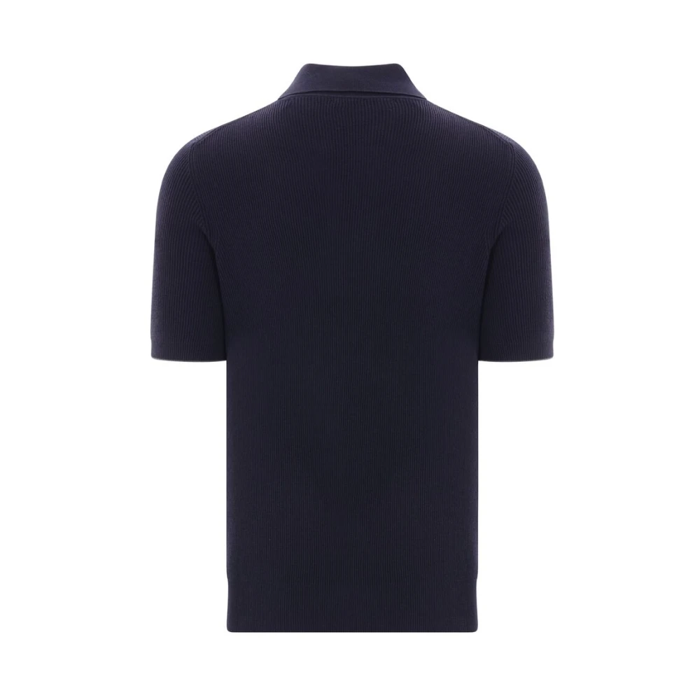 BRUNELLO CUCINELLI Navy Blue Polo Kraag Sweater Blue Heren