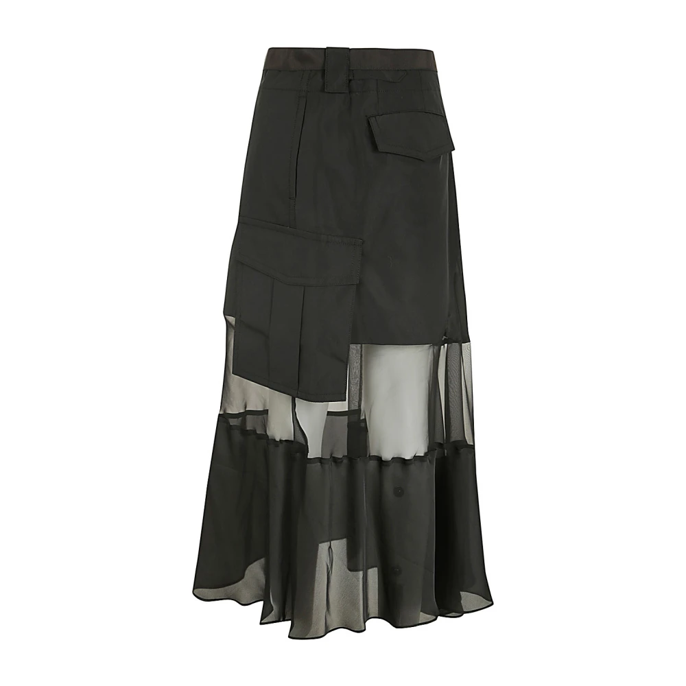 Sacai Zwarte Stof Combo Rok Black Dames