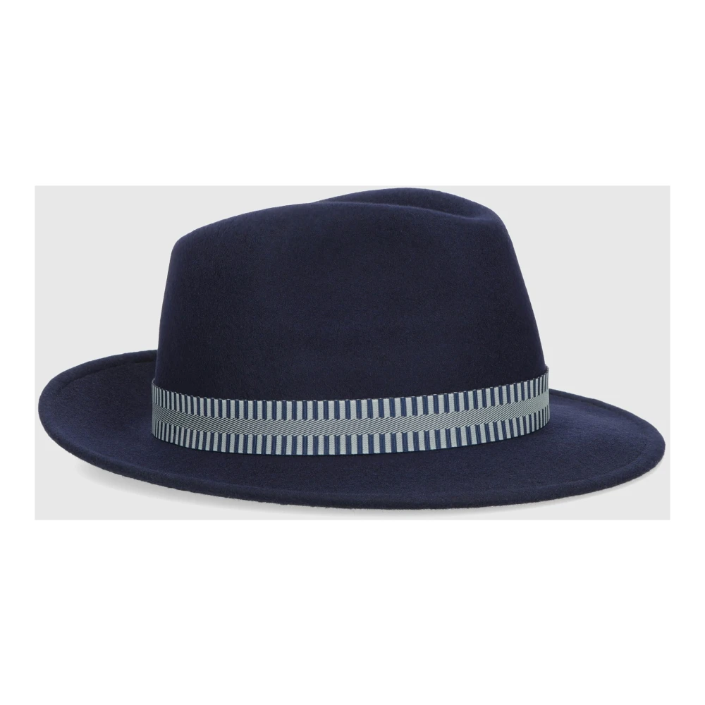 Borsalino Gestreepte wollen vilten hoedband Blue Heren