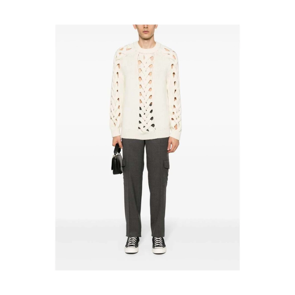 Isabel marant Ecru Gebreide Trui met Uitgesneden Details Beige Heren