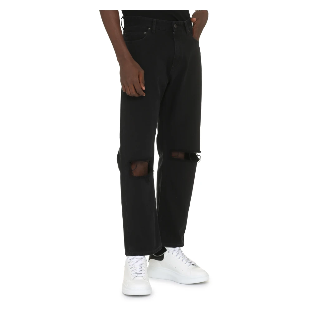 Balenciaga Versleten cropped jeans Black Heren