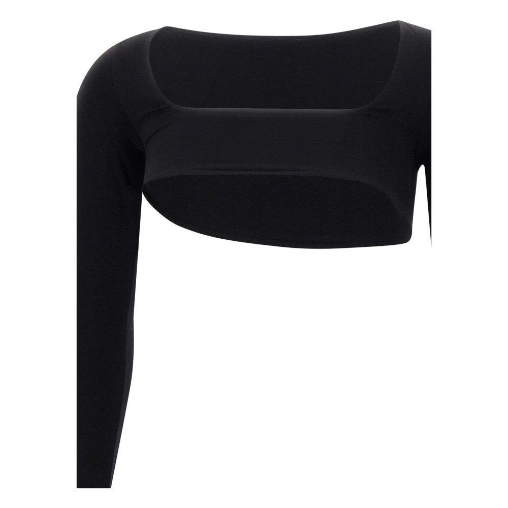 Andrea Adamo Zwarte Jersey Top met Lange Mouwen Black Dames