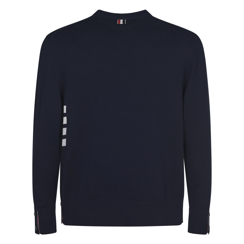 Thom Browne Blauwe Crew Neck Katoenen Trui Blue Heren