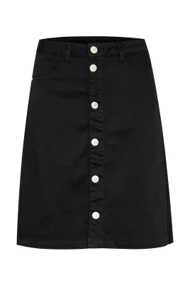Pitch Black A-linje Kjol med Framknappar