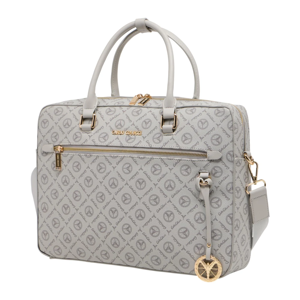carlo colucci Elegante Business Tas met Logoprint Gray Heren
