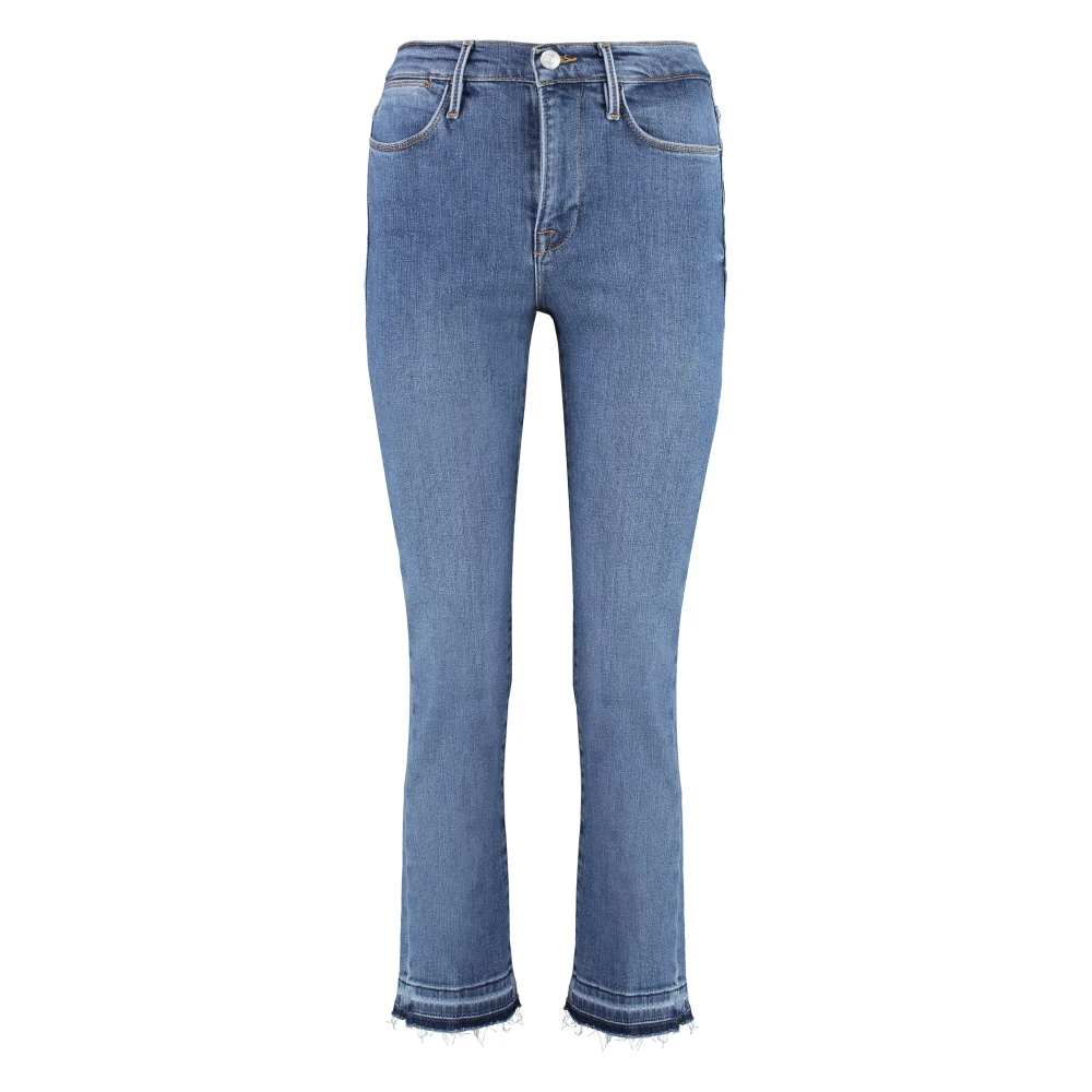 Frame High Straight Jeans met Contraststiksels Blue Dames