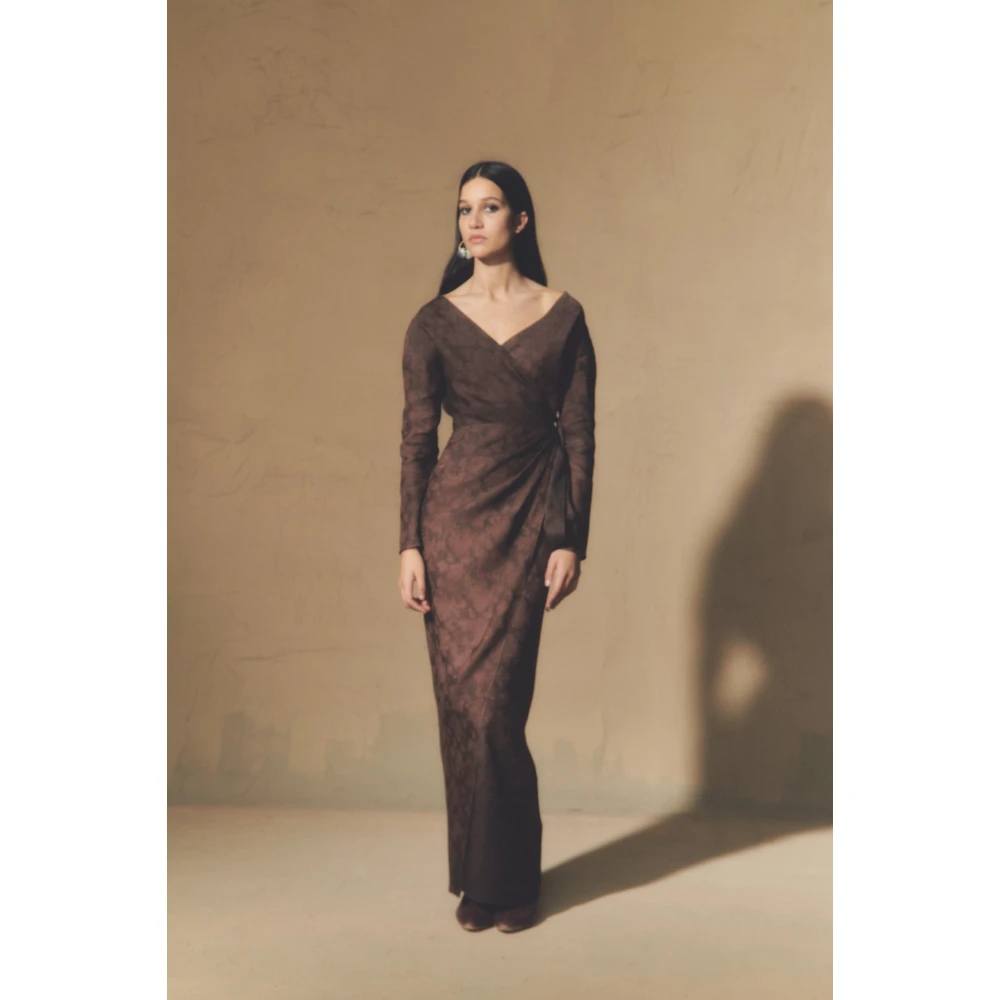 Cortana Malaysia bordeaux jacquard overslagjurk Red Dames