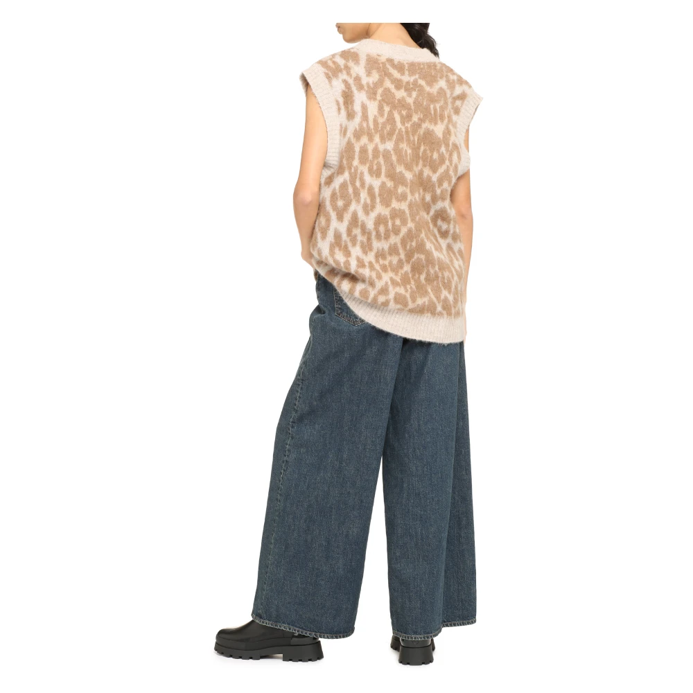 Ganni Wollen Vest met Contrasterende Randen Multicolor Dames