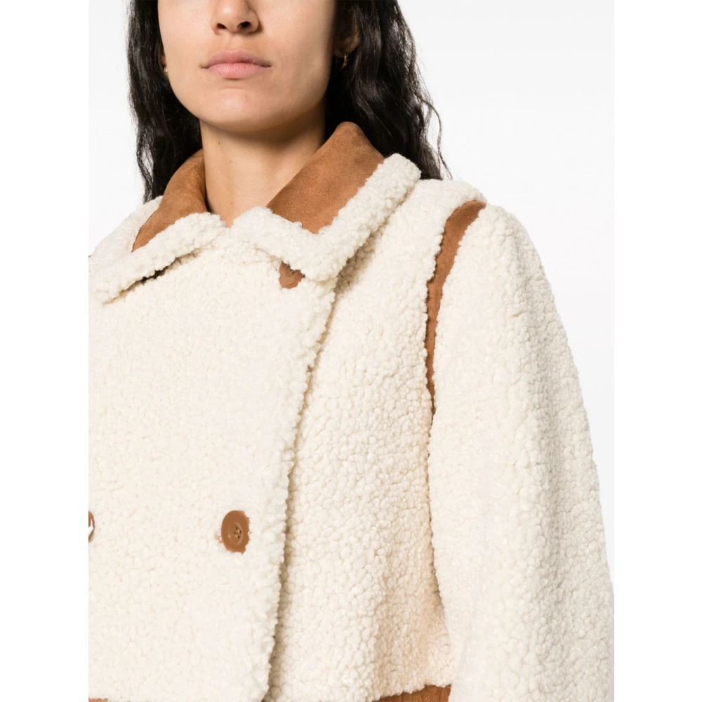 Stand Studio Faux-Shearling Dubbelrijige Jas White Dames