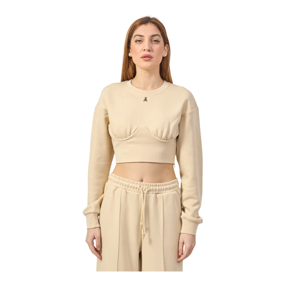 PATRIZIA PEPE Beige Sweater met Onderborst Draad Beige Dames