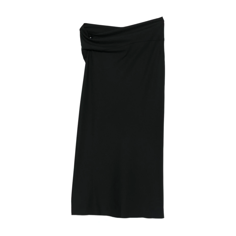 Alberta Ferretti Women's Black Draped Midi Skirt - Midi Skirts - L - Skirts