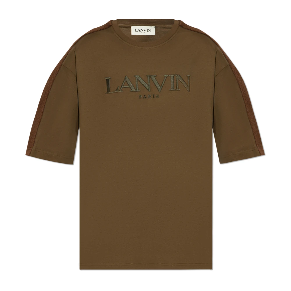 Lanvin Bruin Katoenen T-shirt met Geborduurd Logo Gray Heren