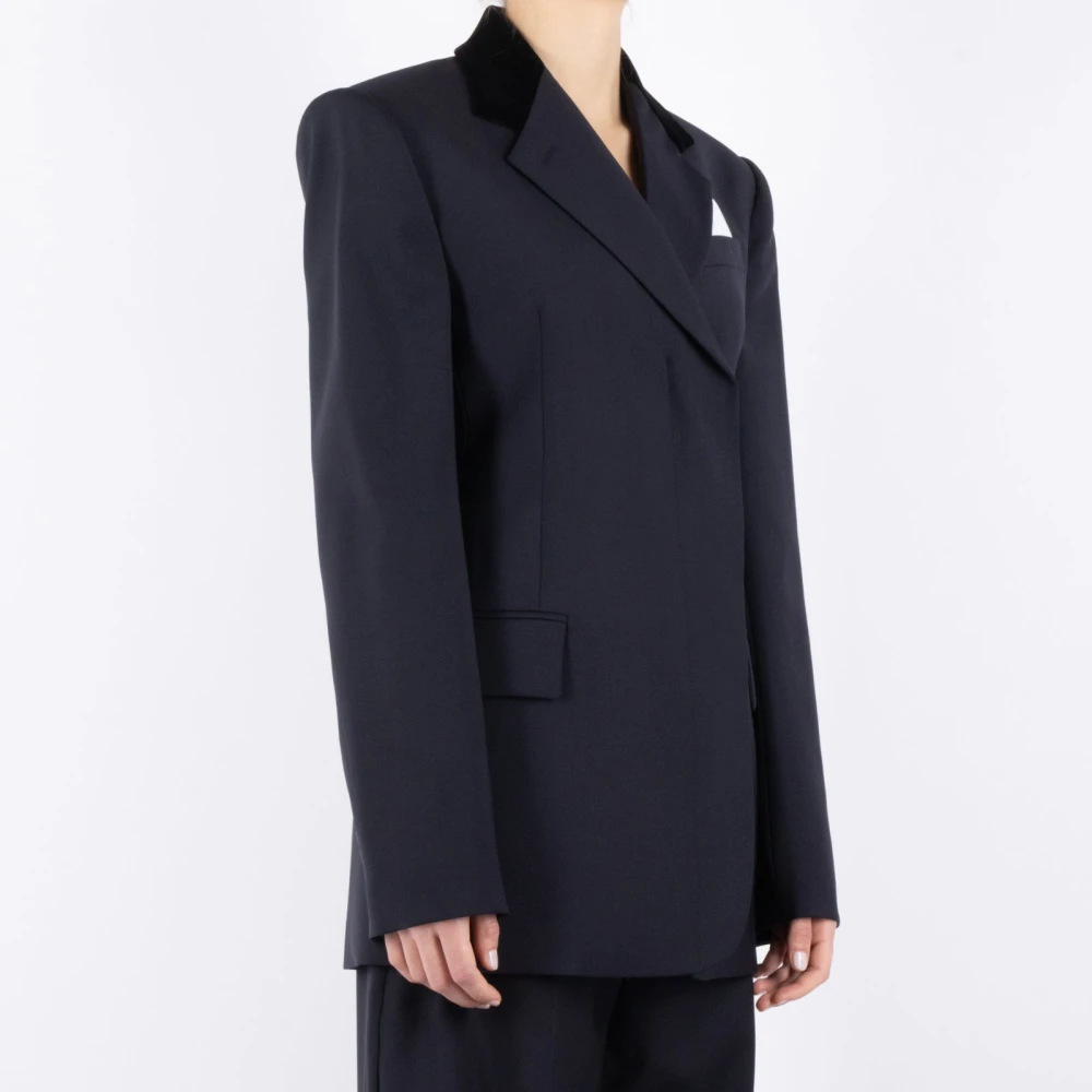 SPORTMAX Blauwe Wollen Jas Blue Dames