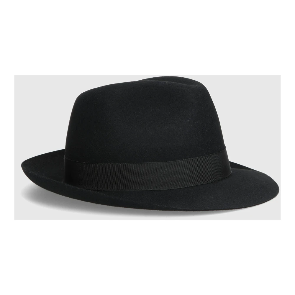 Borsalino Vilt Medium Rand Hoed Black Heren