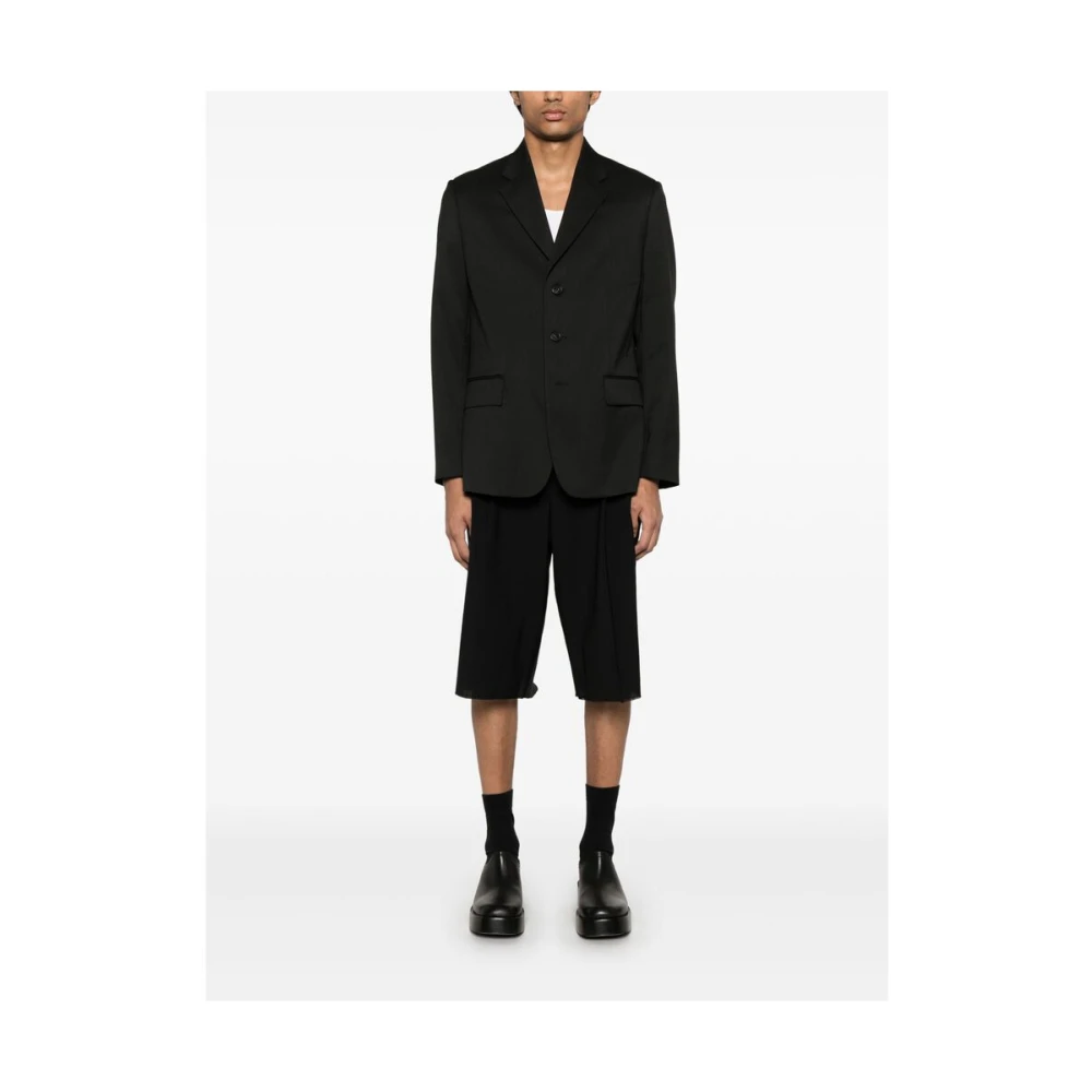 MM6 Maison Margiela Zwarte geknoopte jas met schoudervullingen Black Heren