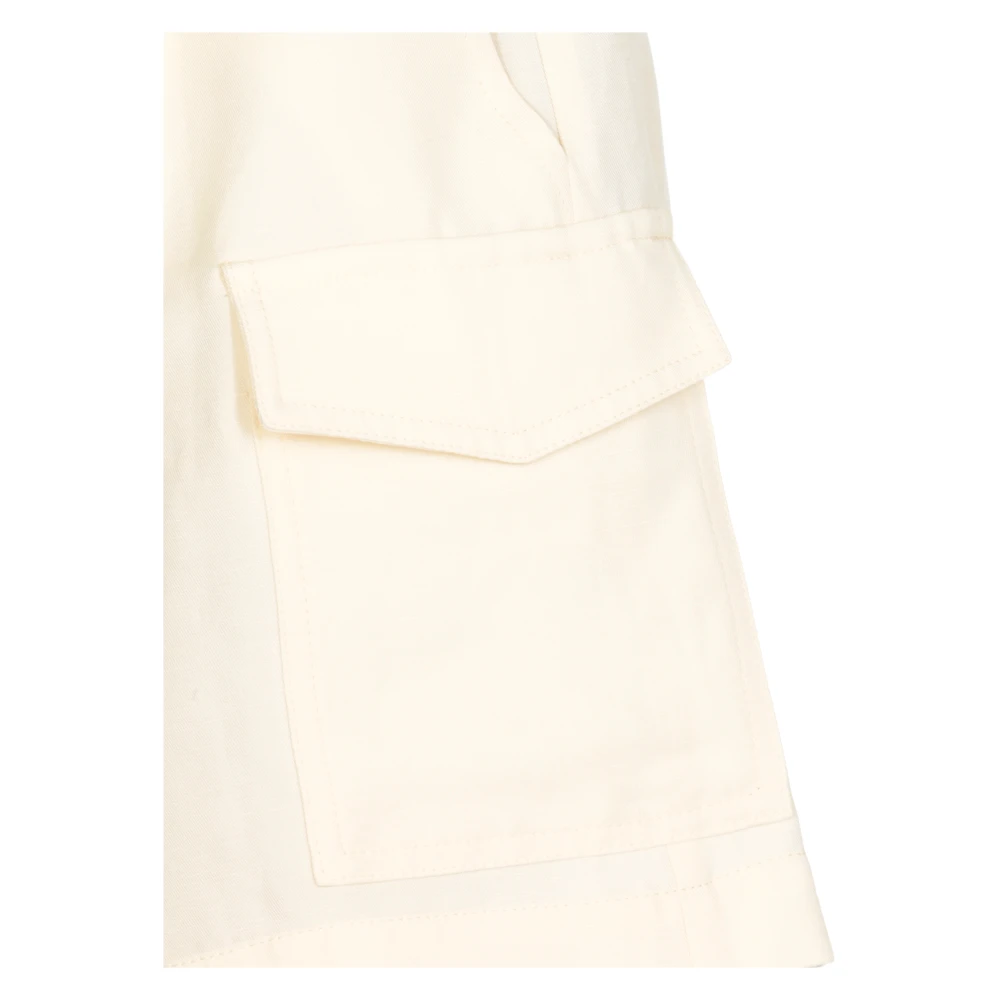 Woolrich Ivory Linen Bermuda Shorts Beige Dames
