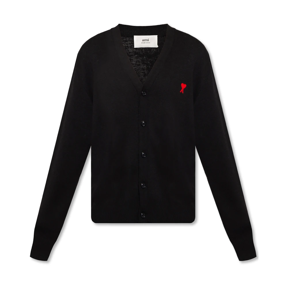 Ami Paris Cardigan med logotyp Black, Herr