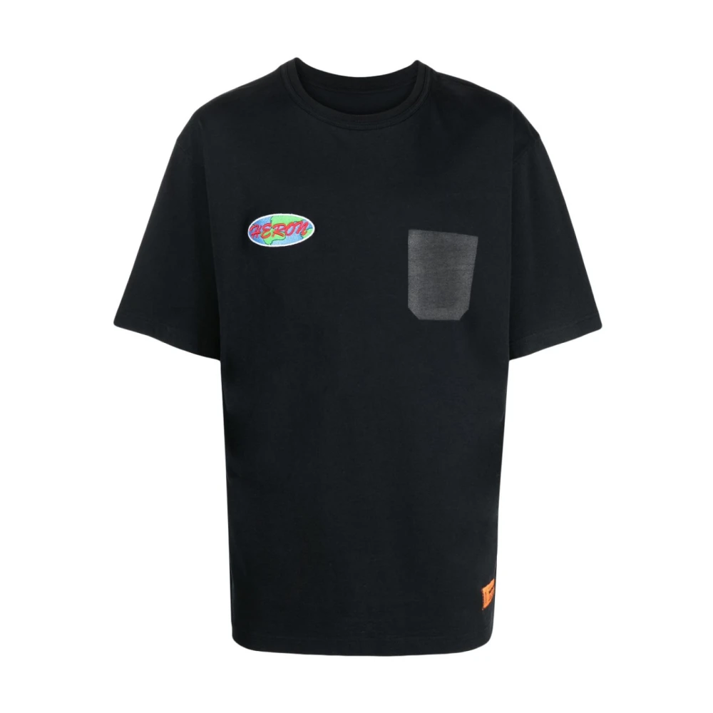 Heron Preston Oversize Kk22 Logo T-Shirt Zwart Geel Black Heren