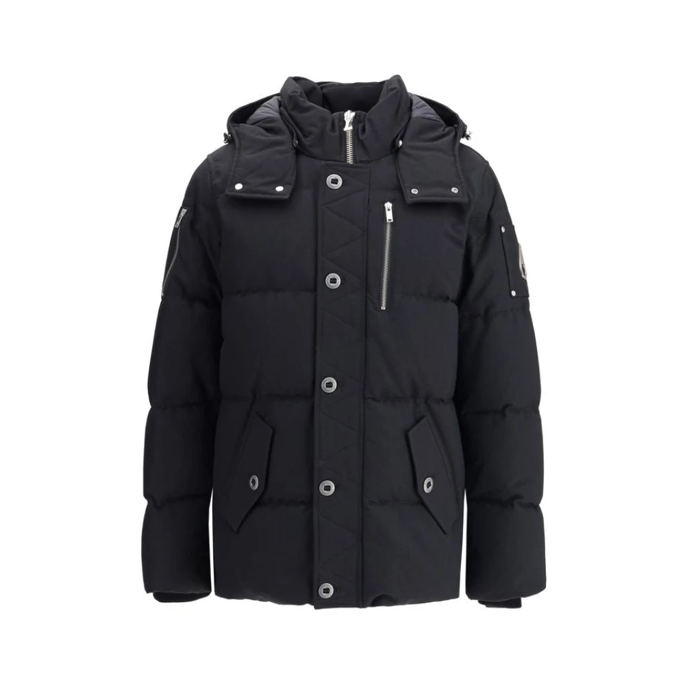 Moose Knuckles Men's Black Neoshear Down Jacket With Shearling Trim