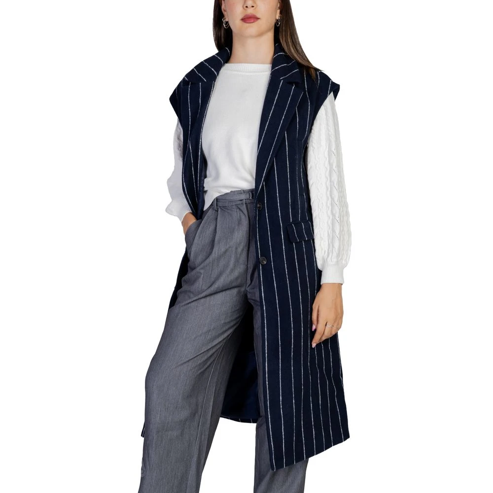 Ichi Blauwe Dames Herfst Winter Jas & Mantel Blue Dames