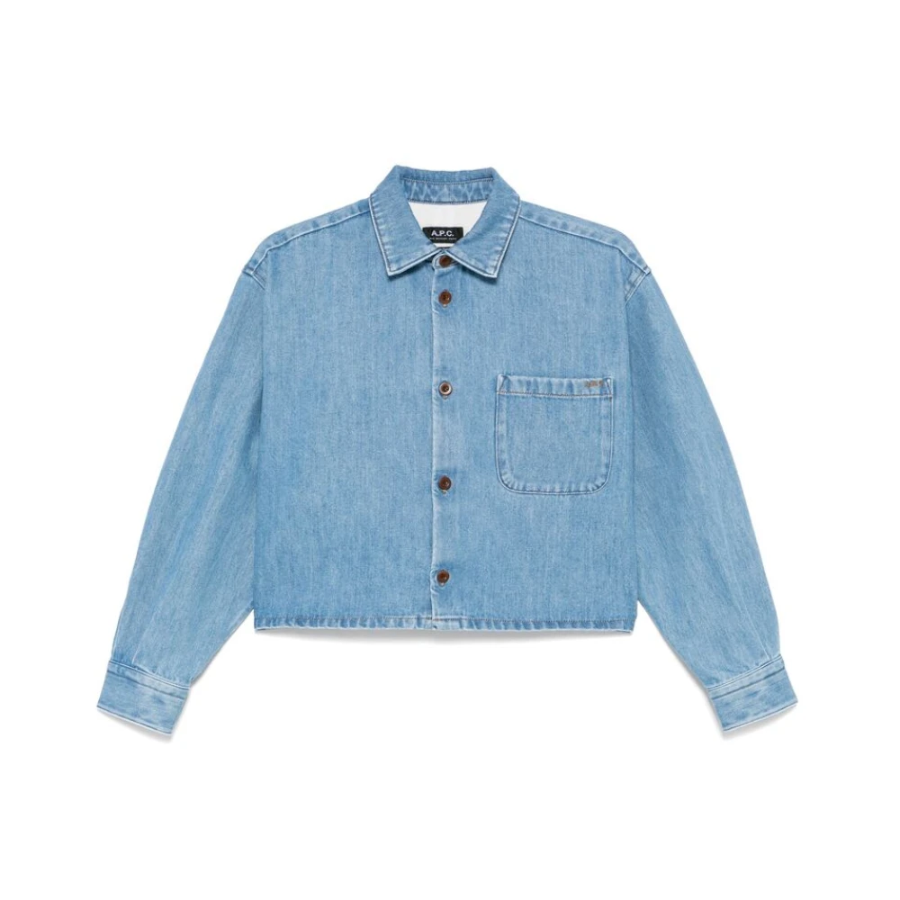 A.p.c. Lichtblauwe knoopsluiting buitenkleding met borstzak Blue Dames