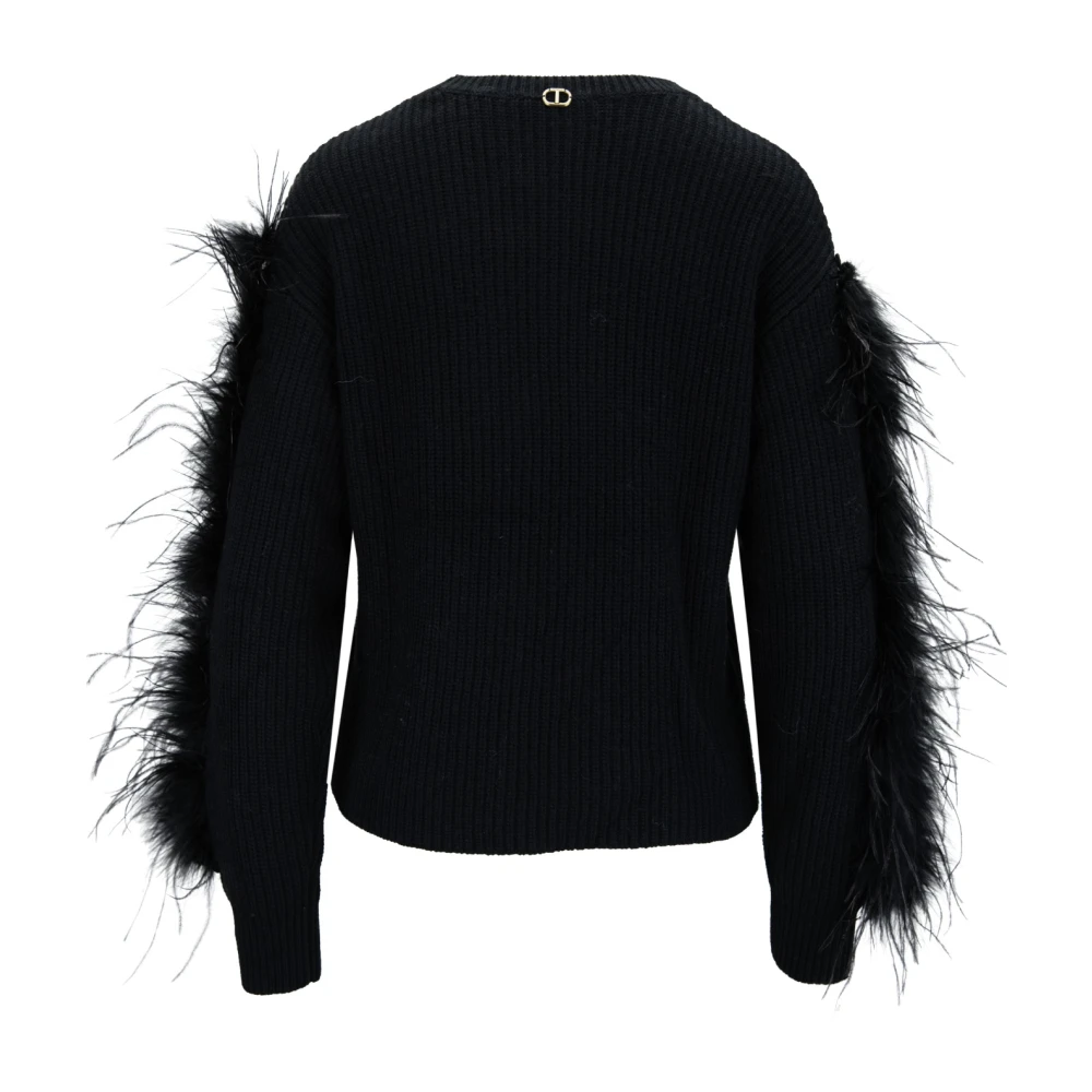 Twinset Trui met verendetail Black Dames