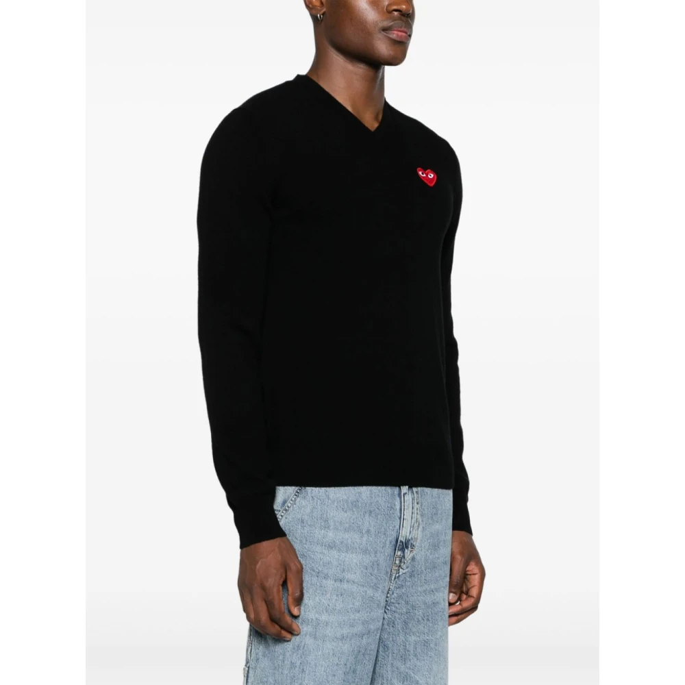 Comme des Garçons Zwarte wollen trui met hart Black Heren