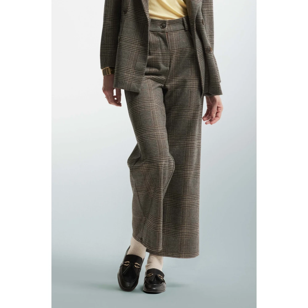 Kocca Flared Checked Trousers Gray Dames