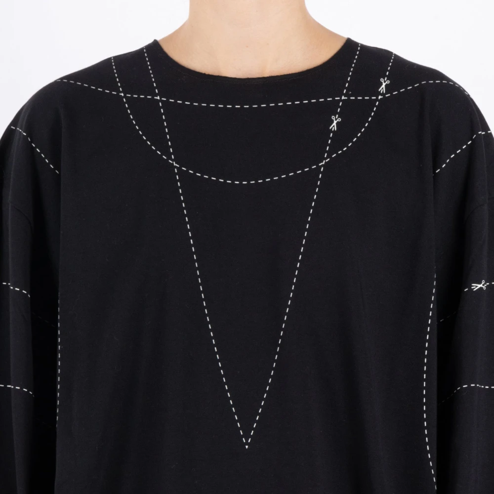 MM6 Maison Margiela Zwarte Katoenen T-shirt Black Dames