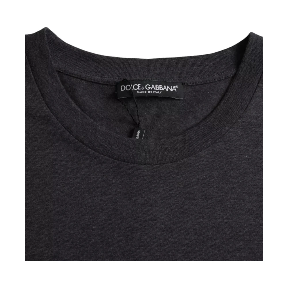 Dolce & Gabbana Zwart Katoenen T-shirt met Ronde Hals en Korte Mouwen Black Heren