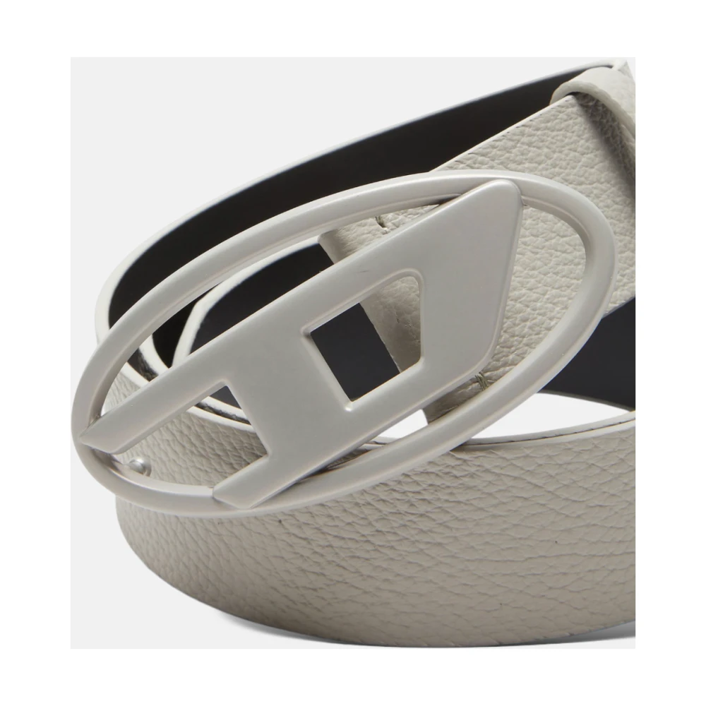 Diesel Grijze leren riem met grijze gesp Gray Heren