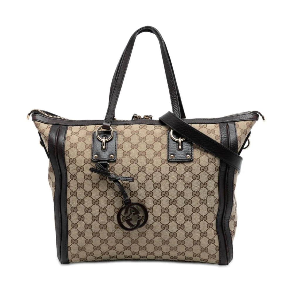 Gucci Vintage Women's Brown Pre-Owned Canvas Tote Bag