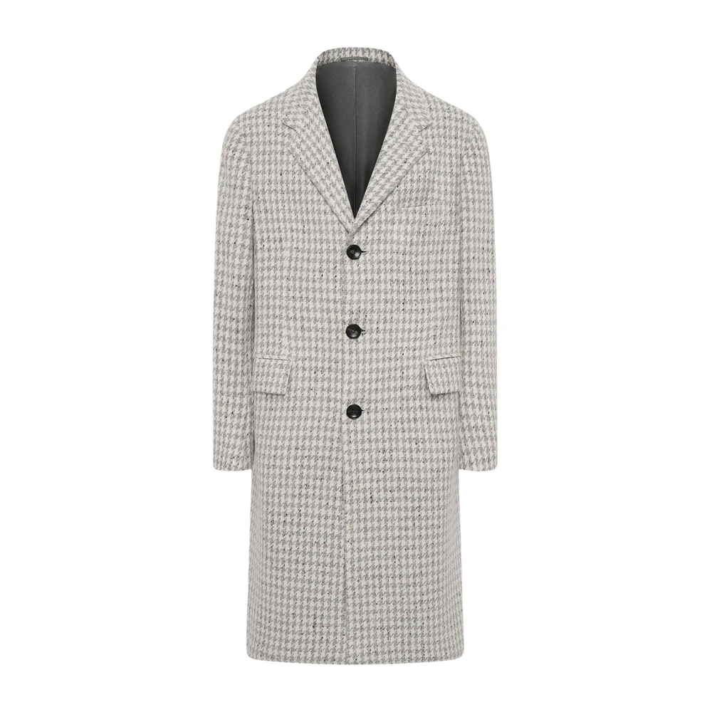 Kiton Houndstooth Kasjmiermix Jas Gray Heren