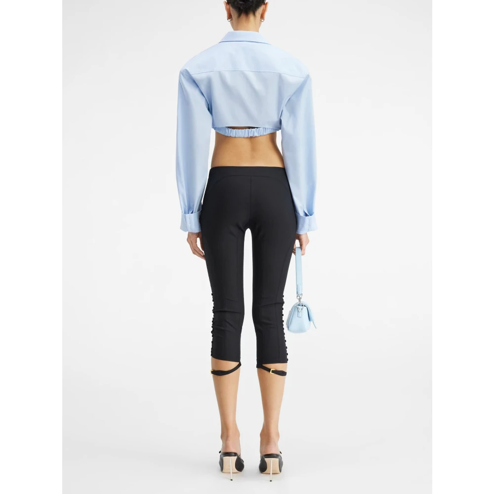 Jacquemus Blauwe Twisted Cropped Shirt met Gedrapeerde Taille Blue Dames