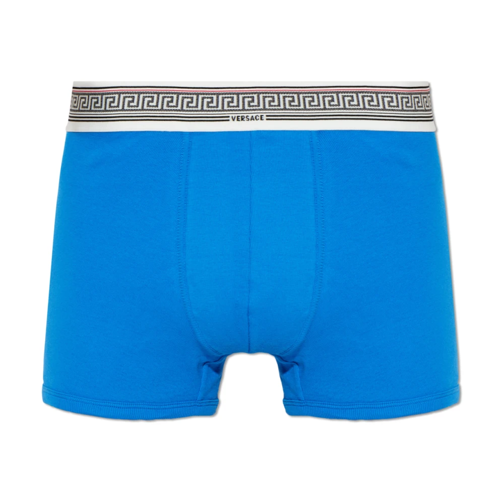 Versace Herr Blå Underkläder 2XL, Bomull, Ribbstickade Boxershorts I Bomullsjersey