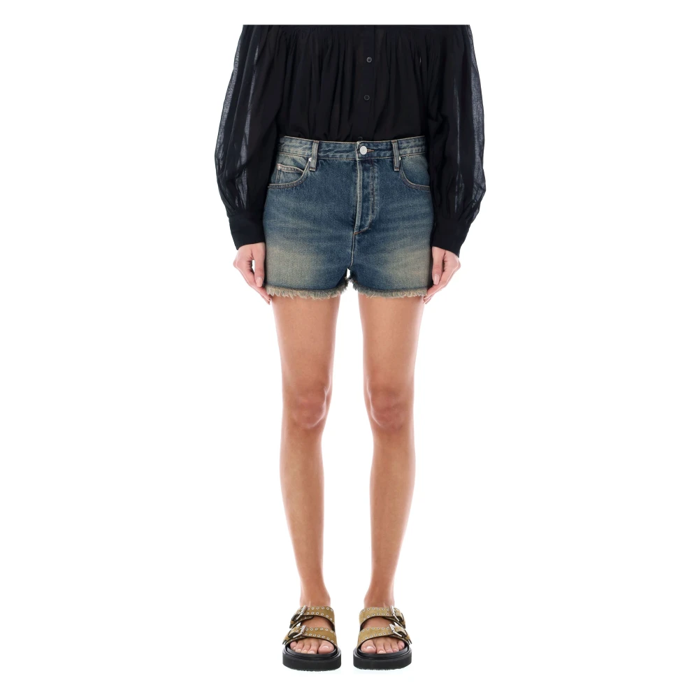 Isabel Marant Étoile Vervaagde Blauwe Denim Shorts Blue Dames