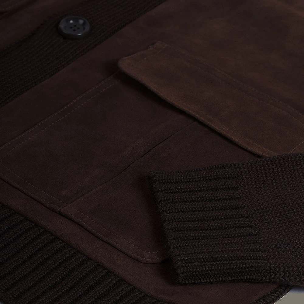 Daniele Fiesoli Bruine Cardigan met Suède Voorkant Brown Heren
