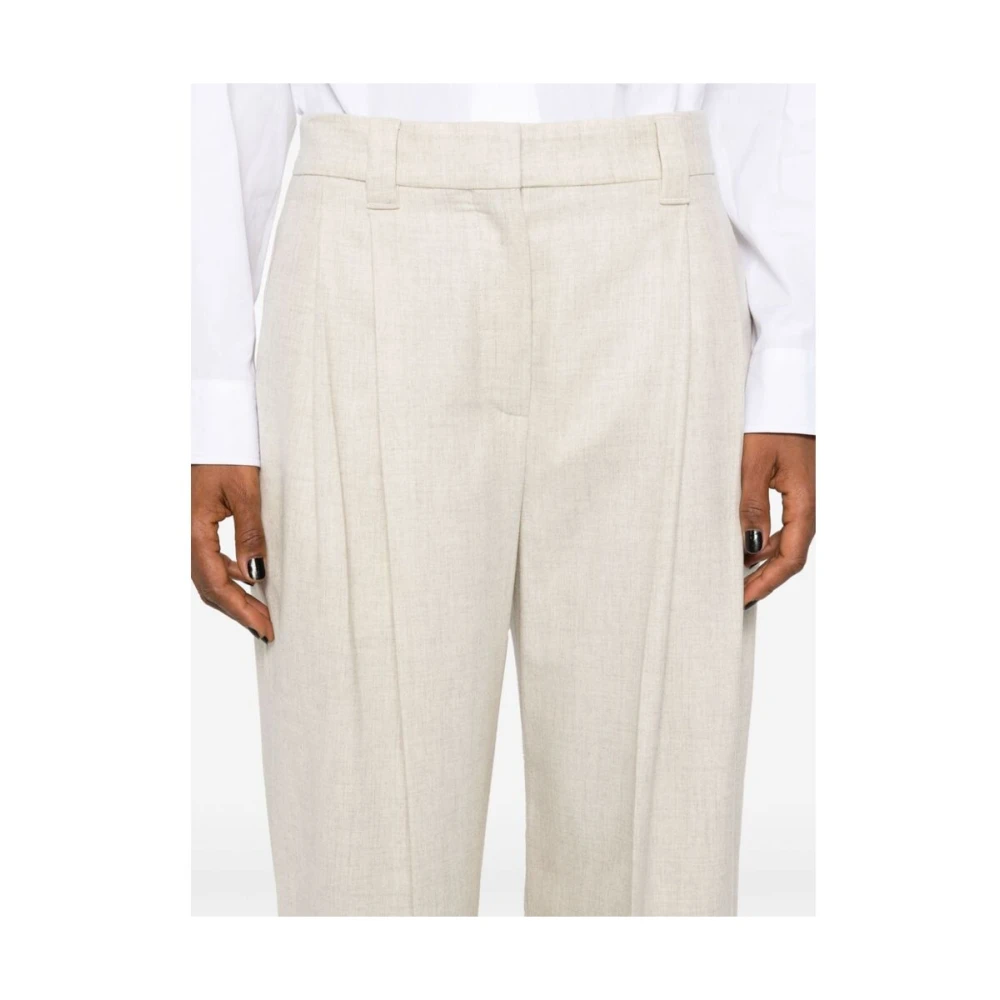 BRUNELLO CUCINELLI Beige Wol-Kasjmier Broek Beige Dames
