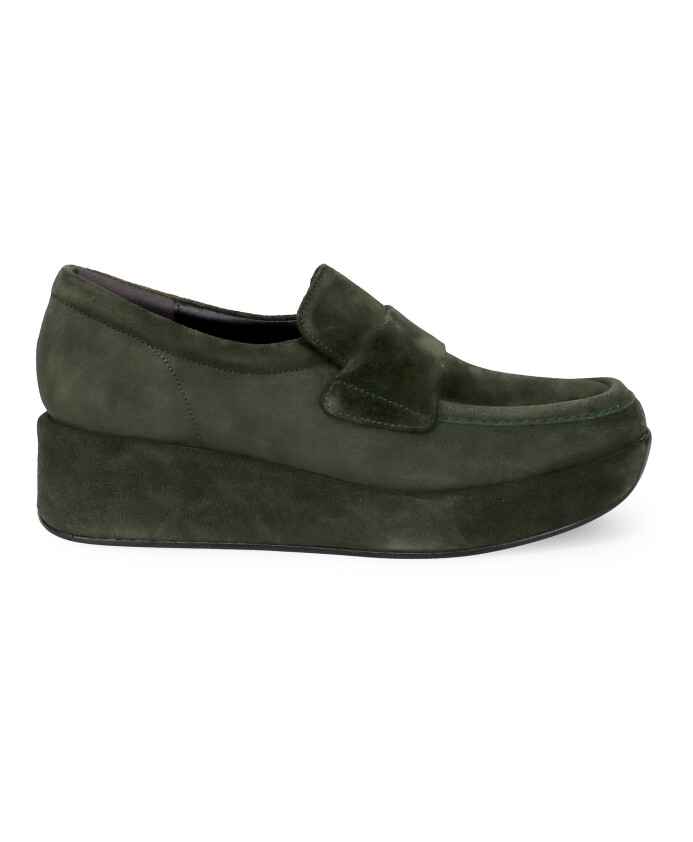 chaussures-plates-style-mocassin-vert-foret