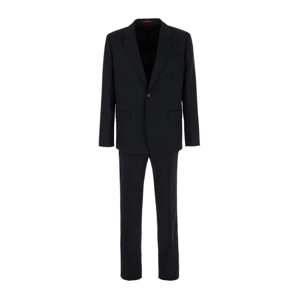 Gucci Single Breasted Suit Set Blue Heren