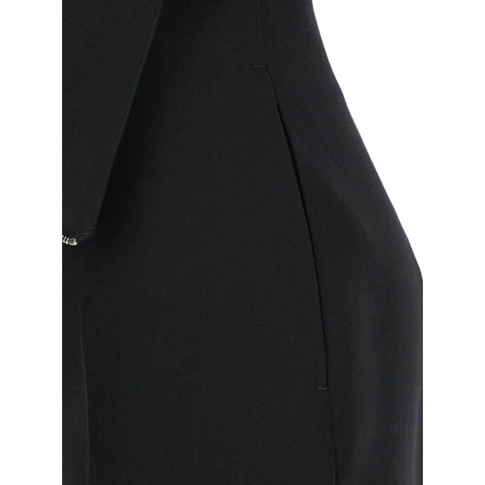 alexander mcqueen Zwarte Wollen Flare Broek met Omslagtaille Black Dames